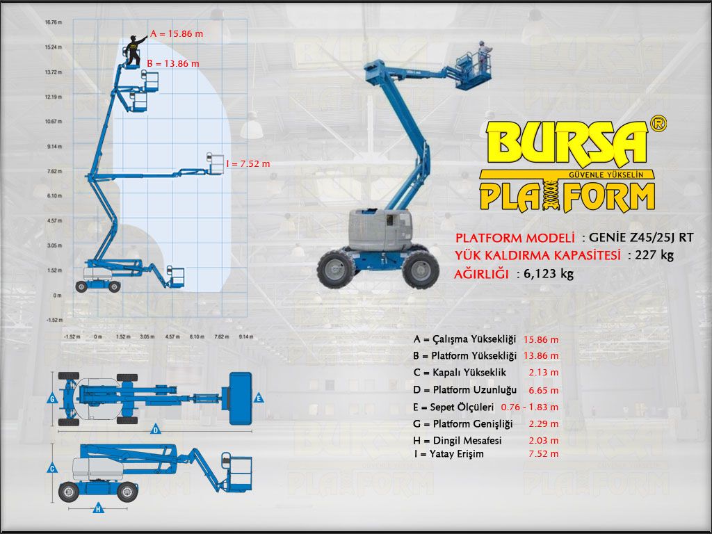 DİZEL EKLEMLİ PLATFORMLAR - 16 Metre Dizel Eklemli Platform